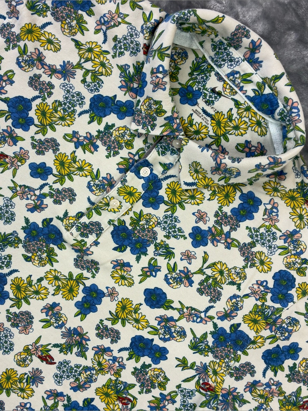 Nike Dri-FIT Players Tour Polo Mens XL White Floral Golf Performance DH0940-394